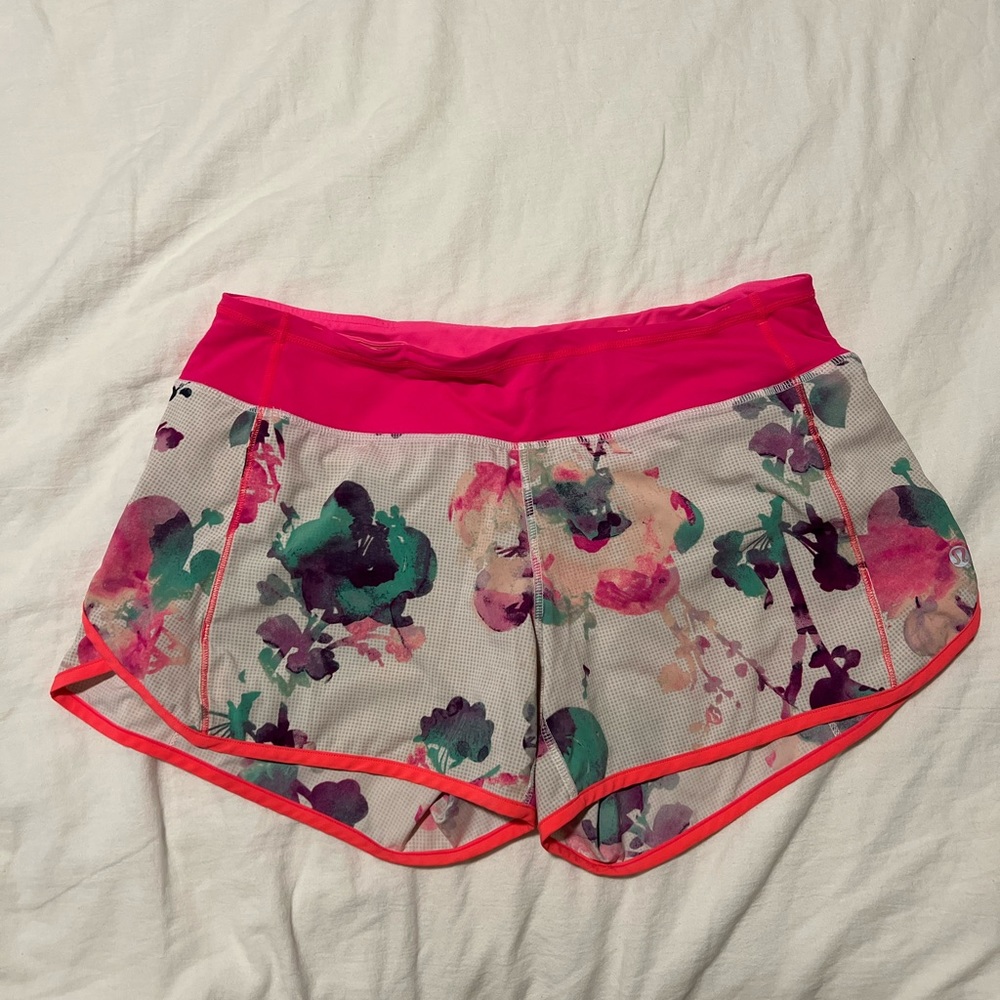 Pink Floral Lululemon Running Shorts